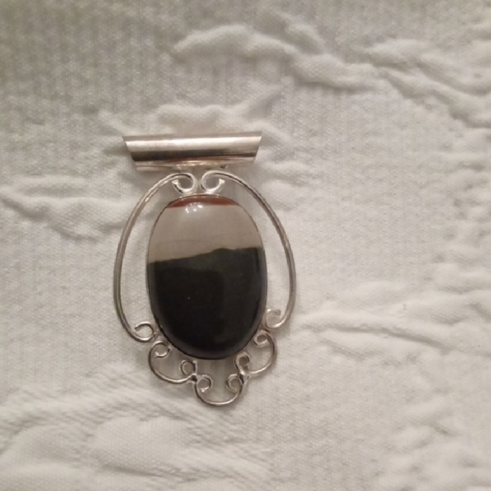 Vintage 925 Silver and Multicolor JASPER Stone Pendant